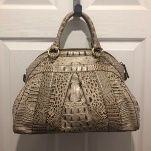 Classic Vintage Brahmin Louis Rose Bag! Muti-dimensional tan!